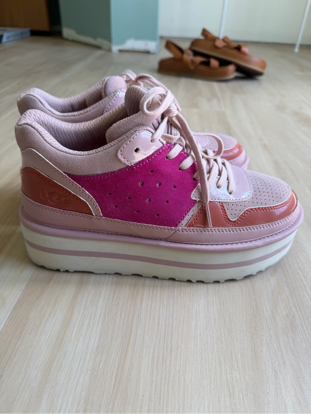 UGG Blush and Hot Pink Platform Sneakers